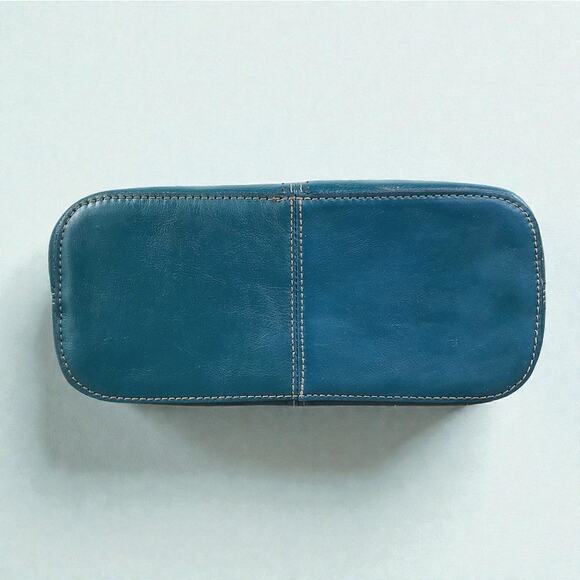 FOSSIL VTG Pebble Leather Shoulder Bag Aqua Blue Classic Everyday City Resort - Picture 7 of 10